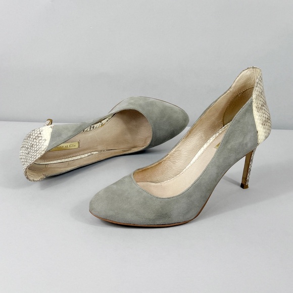 LOUISE ET CIE GREY SUEDE & SNAKE HEELS - Picture 2 of 13